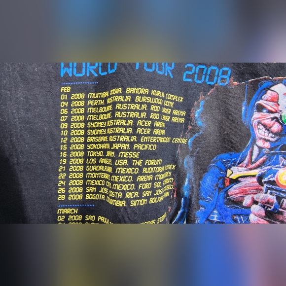 🤟 IRON MAIDEN 2008 SOMEWHERE BACK IN TIME WORLD TOUR SHIRT - MEDIUM 🤟 - Picture 6 of 12